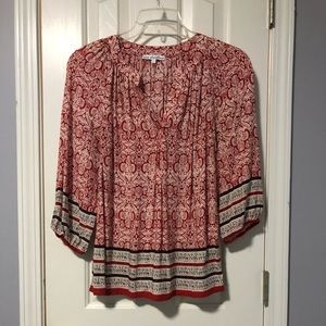 Burnt orange, black and cream lightweight top. L